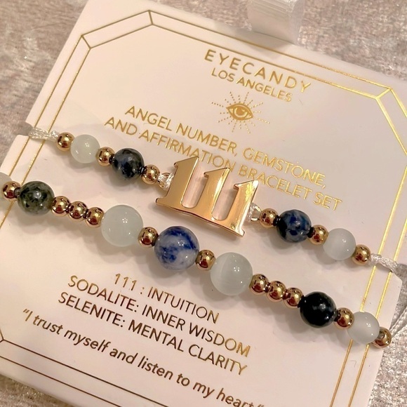Brand New Eye Candy Angel Numbers 111 Intuition Beaded Gemstone Bracelet Set - Picture 5 of 9